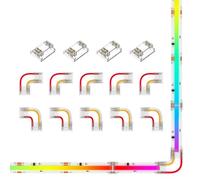 BTF-LIGHTING FCOB - Kit di connettori trasparenti a 3 pin da 12 mm, a forma di L e da striscia a striscia per saldatura senza spazi e connessione a strisce LED