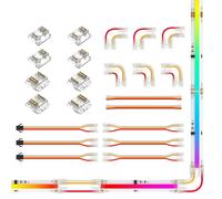 BTF-LIGHTING FCOB Kit LED 3 Pin 10mm: Connettore a L, Doppia Estremità, Da Striscia a SM/Filo, Cavo 15cm 22AWG