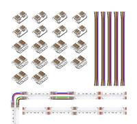 BTF-LIGHTING FCOB RGBCCT 6pin 12mm Connettore Kit Con 18pcs Trasparente 5pcs 15cm 24AWG Cavo di Prolunga da Scheda a Filo/Scheda per Saldatura Senza Spazi LED Luce d'Angolo