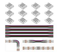 BTF-LIGHTING Kit connettore trasparente larghezza 10mm Connettore angolare 8 pezzi Connettore senza saldatura Gapless 4 pezzi Cavi di prolunga 22AWG lunghi 15cm Supporto striscia LED SMD a 4pin