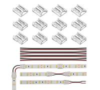 BTF-LIGHTING Kit connettore trasparente larghezza 10mm Connettore angolare 8 pezzi Connettore senza saldatura Gapless 4 pezzi Cavi di prolunga 20AWG lunghi 15cm Supporto striscia LED SMD a 2pin