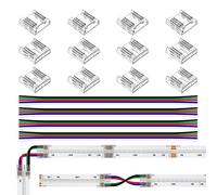 BTF-LIGHTING Kit Connettore Trasparente Larghezza 12mm Angolo Connettore 12pcs Senza cuciture Gapless 4pcs Cavo di Estensione 22AWG Lungo 15cm Supporto 5PIN COB RGBW LED Striscia