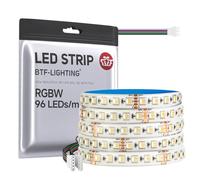 BTF-LIGHTING Striscia LED 5050SMD RGBW 4IN1 Regolabile RGB + Bianco Caldo (2700K-3000K) 24V 5M 96LEDs/m PCB Bianco IP65 Cambio Colore per Camera da Letto, Cucina, Decorazione Casa DIY(Solo Striscia)