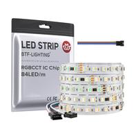 BTF-LIGHTING WS2805 RGBCCT IC striscia LED 5050SMD, indirizzabile, doppio segnale LED, 5 m, 84 LED/M, DC24 V, flessibile, luce scorrevole, colore da sogno, bianco, PCB IP30, per decorazioni fai da te