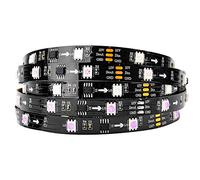 BTF-LIGHTING WS2811 IC=RGB IC Indirizzabile Dream Color Striscia LED 5M 30LED/m 10Pixel/m 150LED 50pixel Non Impermeabile Nero PCB Flessibile DC12V Effetto Inseguimento per la Decorazione Casa