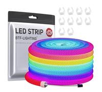 BTF-LIGHTING WS2811 RGB indirizzabile 360 gradi rotondo modello Reticulate LED Neon corda 5M 50LEDs/M DC5V IP67 nylon flessibile sogno colori effetto Chasing (Nessun adattatore o controller)