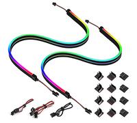 BTF-LIGHTING WS2812B individualmente indirizzabile LED NEON RGB PC LED Strips 2 pezzi 19in per 5V 3Pin RGB LED headers con 12 pezzi forti supporti per strisce LED 10mm e larghezza, luce fatata