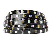 BTF-LIGHTING WS2812B RGB 5050SMD Indirizzabile individualmente 5M 30Pixels/m 150Pixels Flessibile PCB nero Colore pieno LED Pixel Striscia Dream Color IP30 Non impermeabile Solo DC5V