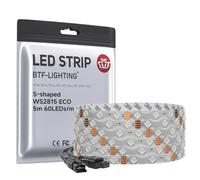 BTF-LIGHTING WS2815 Striscia LED a Forma di S Zig Zag 5m 300 LEDs/pixel RGB indirizzabili individualmente Doppio Segnale nastro flessibile 12V IP30 per interni, segnaletica e modellismo(solo striscia)