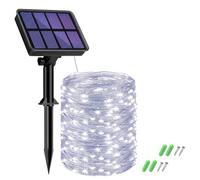 btfarm 1 Pezzi Luci da Esterno Giardino Solari, 15M 150LED Catena Luminosa Esterno Solare, 8 Modalità Impermeabili Filo di Rame Led Lucine Esterno Energia Solare Per Albero Natale, Bianco Freddo