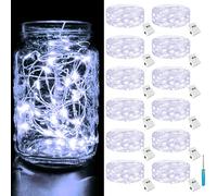 btfarm 12 Pezzi Mini Luci LED a Batteria, 2M 20LED 3 Modi Lucine Decor a Batteria, IP65 Impermeabile Stringa Luci Catena Luminos DIY per Esterni Interni Natale Matrimoni - Bianco Fredda