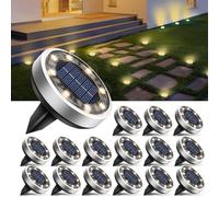 btfarm 16 Pezzi Luci Solari da Giardino, 8 LED Faretti Sepolta Solari a Led da Esterno, IP65 Impermeabile Lampade Solare da Terra per Prato Scala Strade Paesaggio, Bianco Caldo