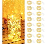 btfarm 16 Pezzi Stringa Luci LED a Batteria, 2M 20LED Mini Lampada Decorative a Batteria Filo Di Rame, IP65 Impermeabile DIY Catena Luminos Lucine per Esterni Interni Natale Matrimoni, Bianco Caldo