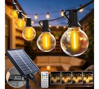 btfarm 17+3M Catena Luminosa Esterno Solare con Telecomando, 25+2 LED Lampadine G40 Luci Solari da Giardino Impermeabile, 8 Modalità Lucine Esterno Energia Solare Dimmerabile per Gazebo Balcone