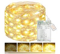 btfarm 5 m 50 LED catena di luci a batteria con timer, mini catena luminosa interna dimmerabile, 8 modalità, impermeabile, funzionamento a batteria, porta USB per Natale, feste, camera da letto