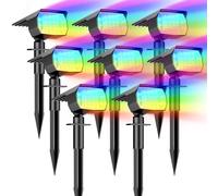 btfarm 8 Pezzi 72 LED Faretti Solari a LED da Esterno, 3 Livelli di Luminosità Lampade Luci Solari da Giardino Potenti, IP65 Impermeabile Lampada Lampioni Solare per Cortile, Alberi, Colorato