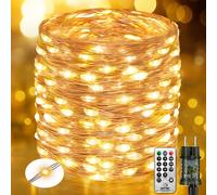 btfarm Luci Albero di Natale con Telecomando, 30M 300 LED Timer Luci di Natale da Esterno ed Interno, 8 Modalità Filo di Rame Catena Luminosa Natalizia Impermeabile per Giardino Balcone, Bianco Caldo