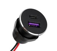 BTFO 12V Presa USB Alluminio Caricabatterie Auto PD30W & QC 18W Porta | Accendisigari Sostituzione Presa Carica per Auto Camper Barca Moto Camion Dimensione Foro 22mm Facile Installazione A Filo