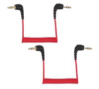 BTFO 2 cavi audio per microfono da 3,5 mm, cavo audio per fotocamera, TRS da 3,5 mm, a spirale, cavo audio per microfono, compatibile con DJI Mic 2 e Rode Microphone Wireless Pro (rosso)