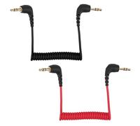 BTFO 2pz Cavo Microfono TRS da 3,5mm, Cavo Audio a Spirale Maschio-Maschio Compatibile con Fotocamere DSLR DJI Mic 2 e Microfono Wireless Rode Pro (Rosso, Nero)