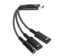 BTFO Adattatore per Cuffie e Caricabatterie da USB-C a 3,5mm, Doppio Tipo C Splitter AUX con Ricarica Rapida PD Compatibile con iPhone 15/16/17 Pro/Max/Plus iPad Samsung Galaxy S23/S24 Ultra
