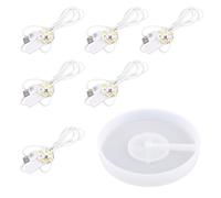 BTFO Stampo in Silicone Base Espositiva a LED Rotonda, Stampo Silicone Base Espositiva con 6 Luci LED Rotonde Plastica per Decorazioni Casa Resina Artistica in Vetro Cristallo Lampade Luminose
