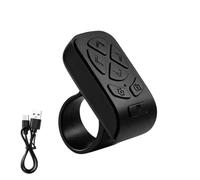 BTFO Telecomando Anello Scorrimento Wireless con Cavo Ricarica, Nero | ABS Anello Scorri Dito Giratore Pagina Telecomando per Telefoni &Tablet, 7-Pulsanti per Cambio Pagina Volume Camera