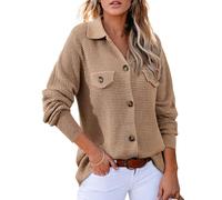 BTFONIA Giacca da Donna in Maglia a Nido d'Ape Casual a Maniche Lunghe con Bottoni Camicetta Elegante(5#,S)