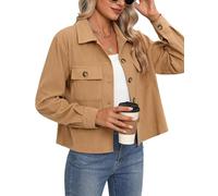 BTFONIA Giacche corte alla moda da donna in velluto a coste, giacche corte abbottonate, top, camicie a maniche lunghe alla moda(8#,M)