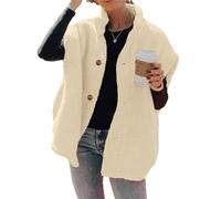 BTFONIA Gilet in pile peloso da donna, casual, oversize, caldo, con bottoni, con tasche(1#,XL)