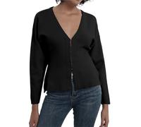 BTFONIA Maglione da Donna con Scollo a V, Blazer, Peplo, Manica Lunga, Lavorato a Maglia, Aperto sul Davanti, Cardigan, Maglioni(Black,S)