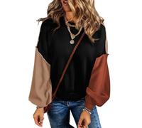 BTFONIA Maglioni da Donna Colorblock Girocollo Cotone Manica Lunga Autunno Inverno Maglione Pullover Tops(1#,L)