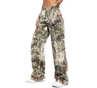 BTFONIA Pantaloni Cargo mimetici da Donna, a Vita Alta, Larghi, a Gamba Larga, mimetici, Militari, Pantaloni da Jogging, vestibilità Slim, con Tasca(M)