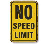 BTFSigns Cartello in alluminio con scritta in inglese "No Speed Limit", 40,6 x 30,5 cm, targa in metallo con scritta in inglese "No Speed Limit" (lingua italiana non garantita)