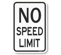 BTFSigns Cartello in alluminio con scritta "No Speed Limit", 15,2 x 20,3 cm, colore: bianco e nero, cartello in metallo, divertente decorazione per garage