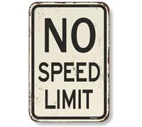 BTFSigns Cartello in alluminio con scritta "No Speed Limit", 38,1 x 58,4 cm, stile retrò, bianco e nero, divertente decorazione per grotte