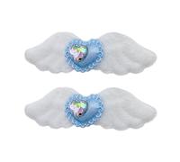 Btgghytr 1 paio di fermagli per capelli leggeri in peluche a forma di ala con strass a forma di cuore, decalcomanie per carnevale, coda di cavallo, forcine per capelli per donne e ragazze