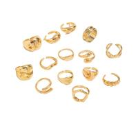 Btgghytr 12 pezzi perle cave accentate anelli impilabili non corrispondenti gioielli in lega leggera anti ossidazione perle in lega da sposa leggero set cavo per le donne, Misura unica, come descritto