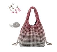 Btgghytr Borsa a tracolla a forma di secchiello con strass pieni di strass scintillanti, per serate, matrimoni, formali, balli, feste, club, alla moda, con strass, Cambiamento improvviso in rosso