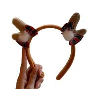 Btgghytr Cerchietto per capelli con corna di renna con fiocco per donne e ragazze, per adulti trasmissioni dal vivo per feste di Natale, accessori per capelli carino