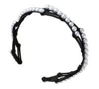Btgghytr Cerchietto per capelli da donna, alla moda, coreano, portatile, pieghevole, con design antiscivolo e perle finte, accessorio per capelli carino