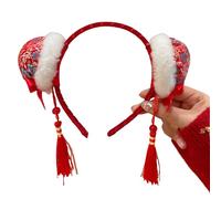 Btgghytr Cerchietto per capelli per donne e ragazze, in peluche, per feste in costume e abbigliamento quotidiano, festival zodiacale con frange, fascia per capelli per capodanno cinese 2025, accessori