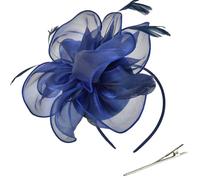 Btgghytr Cerchietto per capelli TeaParty con piume, in organza, per matrimoni, feste, decorazione per capelli