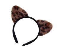 Btgghytr Fascia per capelli con orecchie di gatto leopardato, per stile casual e formale, divertente, in peluche, con orecchie anime, per giochi di ruolo, Halloween, per tutte le età