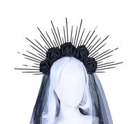 Btgghytr Fascia per capelli da donna con velo diademi per capelli elegante fascia per capelli da donna in stile barocco copricapo corona nuziale copricapo carino accessori per capelli