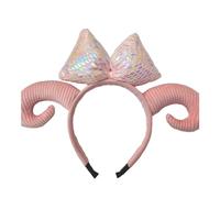 Btgghytr Fascia per capelli in corno di pecora per ragazza, in peluche, cosplay, anime, incontri, musica, festival