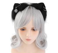 Btgghytr Fascia per capelli per donne e ragazze, fatta a mano, con orecchie di gatto, con orecchini in metallo, in peluche, per anime, incontri a tema, regalo di Natale per ragazze, accessorio per