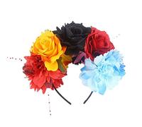 Btgghytr Fascia per capelli per donne e ragazze Halloween rosa peonia fiore fascia perline gioielli giorno dei morti copricapo carino fascia per capelli accessori per capelli
