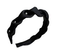 Btgghytr Fascia per capelli per donne e ragazze, in morbido tessuto con perle, design elegante francese, fascia per capelli con teschio alto, comoda