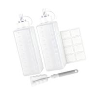 Btgghytr Set di bottiglie per condimenti, trasparenti, 34/1000 ml, dispenser per salsa con lati contrassegnati, etichette, pennello, tappi per ugelli